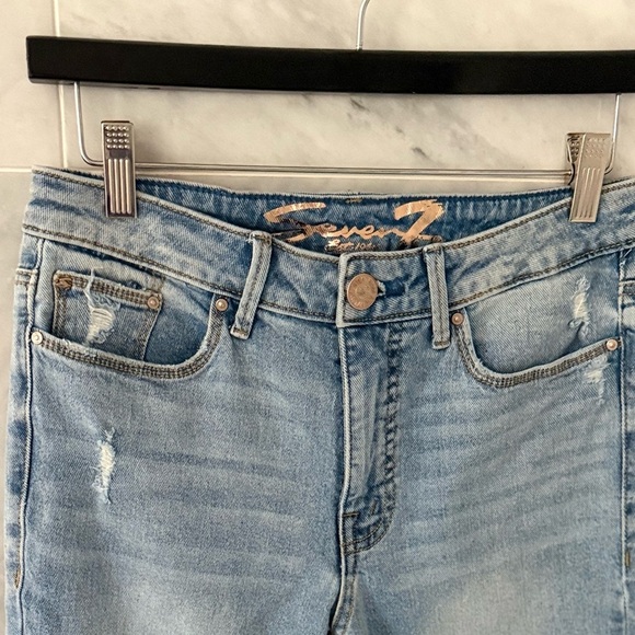 Seven 7 Jeans Womens Size 2 Flare Slim Light Blue High Distressed Felicity - Picture 9 of 9